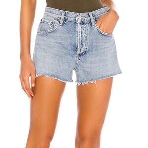AGOLDE Parker Vintage Light Wash High Rise Cut Off Denim Jean Shorts 26 Encore